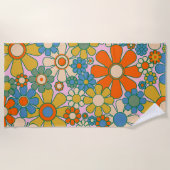 Retro Garden Blume 60er 70er Floral Muster Strandtuch (Vorderseite)