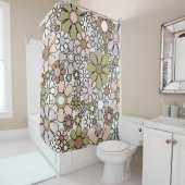 Retro Garden Blume 60er 70er Mutes Frühlingsfloral Duschvorhang (Beispiel)