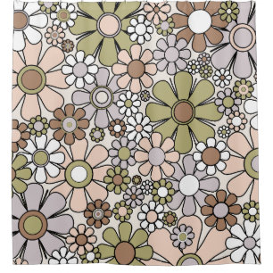 Retro Garden Blume 60er 70er Mutes Frühlingsfloral Duschvorhang