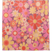 Retro Garden Blume 60er 70er Pattern Pink Duschvorhang (Vorderseite)