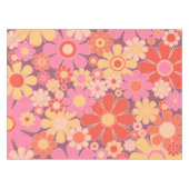 Retro Garden Blume 60er 70er Pattern Pink Tischdecke (Vorderseite (Horizontal))