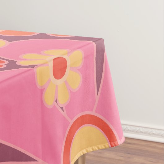Retro Garden Blume 60er 70er Pattern Pink Tischdecke (Beispiel)