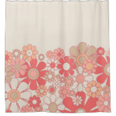 Retro Garden Blume Cuff Pink Peach 60er Pastell Duschvorhang (Vorderseite)