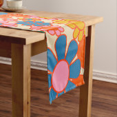 Retro Garden Blume Farbenfrohe 60er 70er Floral Kurzer Tischläufer (Beispiel)