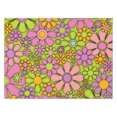 Retro Garden Blume Farbenfrohe 60er Blumenmuster Tischdecke (Vorderseite (Horizontal))