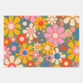 Retro Garden Blume farbenfrohe Blumenmuster Geschenkpapier Set (Vorderseite 3)