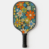 Retro Garden Blume Gefallen floraler 60er 70er Pickleball Schläger (Vorderseite)