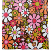 Retro Garden Blume Groovy 60er 70er Floral Pattern Duschvorhang (Vorderseite)