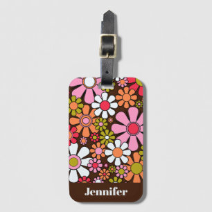 Retro Garden Blume Groovy 60er 70er Floral Pattern Gepäckanhänger
