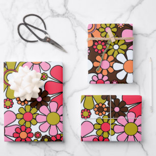 Retro Garden Blume Groovy 60er 70er Floral Pattern Geschenkpapier Set