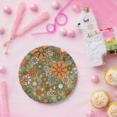 Retro Garden Blume Groovy 60er 70er Floral Pattern Pappteller (Party)