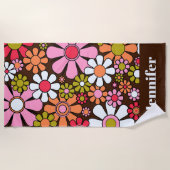 Retro Garden Blume Groovy 60er 70er Floral Pattern Strandtuch (Vorderseite)