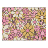 Retro Garden Blume Groovy 60er 70er Floral Pattern Tischdecke (Vorderseite (Horizontal))