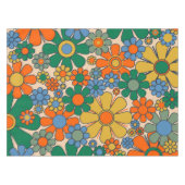 Retro Garden Blume Groovy 60er 70er Floral Pattern Tischdecke (Vorderseite (Horizontal))