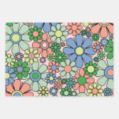 Retro Garden Blume Groovy 60er 70er Frühjahrsmuste Geschenkpapier Set (Vorderseite 2)