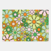 Retro Garden Blume Groovy 60er 70er Frühjahrsmuste Geschenkpapier Set (Vorderseite)