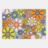 Retro Garden Blume Groovy 60er 70er Spring Floral Geschenkpapier Set (Vorderseite 2)