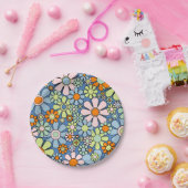 Retro Garden Blume Groovy 60er 70er Spring Floral Pappteller (Party)