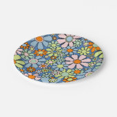 Retro Garden Blume Groovy 60er 70er Spring Floral Pappteller (Schrägansicht)