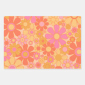 Retro Garden Blume Groovy Floral Pink Gelb Geschenkpapier Set (Vorderseite 3)
