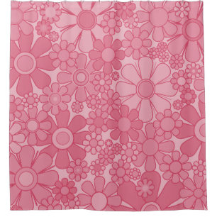 Retro Garden Blume Hübsch rosa Blumenmuster Duschvorhang
