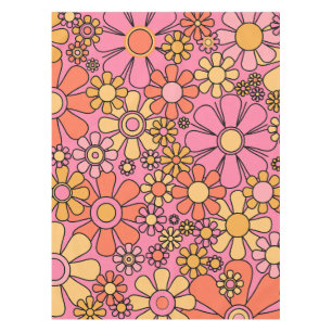 Retro Garden Blume Rosa 60er 70er Blumenmuster Tischdecke