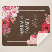 Retro Garden Custom Gruß Name Kaffee Brown Sherpadecke (Vorderseite (Horizontal))