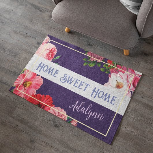 Retro Garden Custom Gruß Name Violet Lila Fußmatte