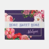 Retro Garden Custom Gruß Name Violet Lila Fußmatte (Vorderseite)