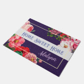 Retro Garden Custom Gruß Name Violet Lila Fußmatte (Schrägansicht)