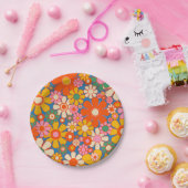 Retro Garden farbenfroher 60er 70er Floral Pattern Pappteller (Party)