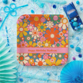 Retro Garden farbenfroher 60er 70er Floral Pattern Pappteller (Party)