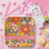 Retro Garden farbenfroher 60er 70er Floral Pattern Pappteller (Party)