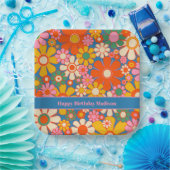 Retro Garden farbenfroher 60er 70er Floral Pattern Pappteller (Party)