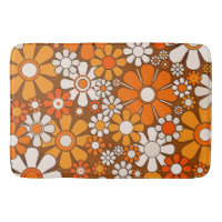 Retro Garden Floral 60er 70er Pattern Brown & Oran