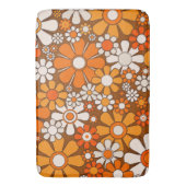Retro Garden Floral 60er 70er Pattern Brown & Oran Badematte (Vorderseite Vertikal)