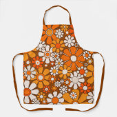 Retro Garden Floral 60er 70er Pattern Brown & Oran Schürze (Vorderseite)