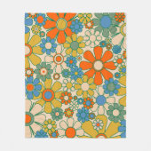 Retro Garden Floral 60er 70er Pattern Fleecedecke (Vorderseite)