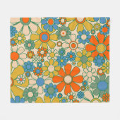 Retro Garden Floral 60er 70er Pattern Fleecedecke (Vorderseite (Horizontal))
