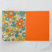 Retro Garden Floral 60er 70er Pattern Orange Karte (Innenseite)