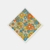 Retro Garden Floral 60er 70er Pattern Serviette (Ecke)