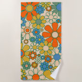 Retro Garden Floral 60er 70er Pattern Strandtuch (Vorderseite)