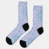 Retro garden florals in blue and violet socken (Linkes Detail)