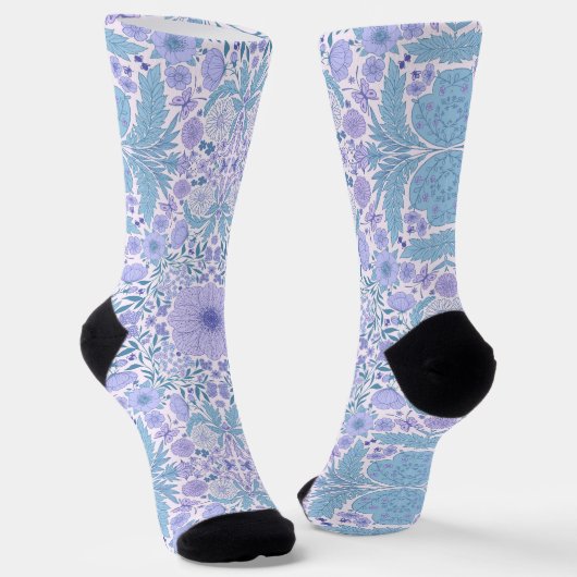 Retro garden florals in blue and violet socken (Gewinkelt)
