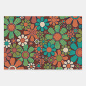 Retro Garden Gingham Blume 60er 70er Floral Geschenkpapier Set (Vorderseite)