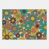 Retro Garden Gingham Blume 60er 70er Floral Patter Geschenkpapier Set (Vorderseite 2)