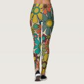 Retro Garden Gingham Blume 70er Floral Pattern Leggings (Rückseite)