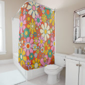 Retro Garden Groovy 60er 70er Floral Pattern Duschvorhang (Beispiel)