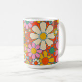 Retro Garden Groovy 60er 70er Floral Pattern Kaffeetasse (VorderseiteRechts)