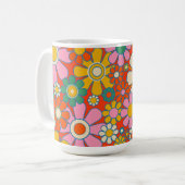 Retro Garden Groovy 60er 70er Floral Pattern Kaffeetasse (Vorderseite Links)